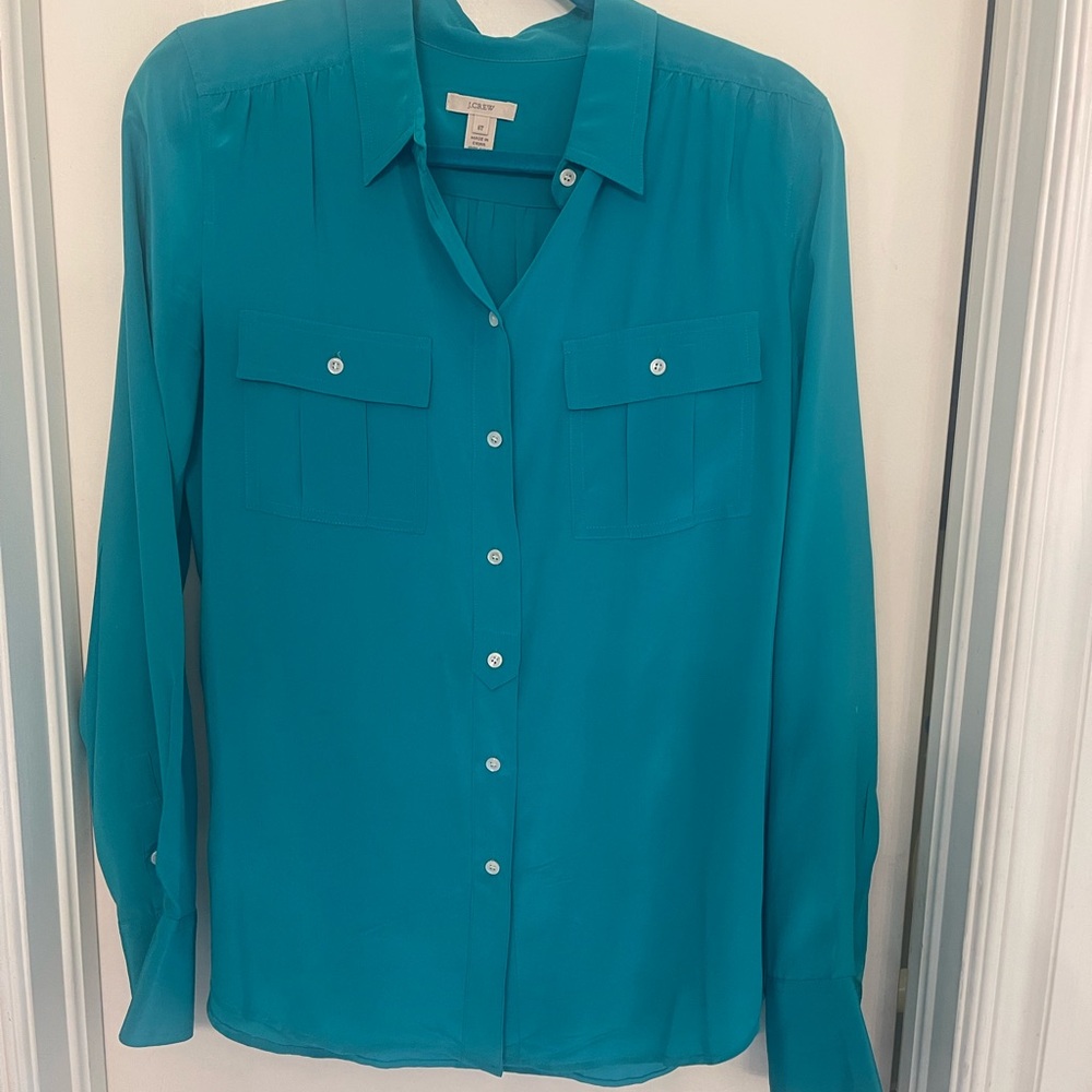 J.Crew Turquoise Silk Shirt